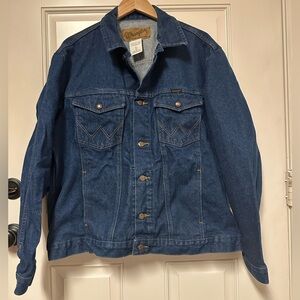 Wrangler Vintage Denim Jacket Rope Logo Men XL USA Made